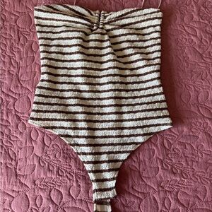 Gaze Black and White Striped Bodysuit